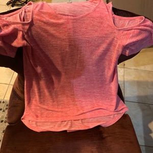Pink cut out shoulder top